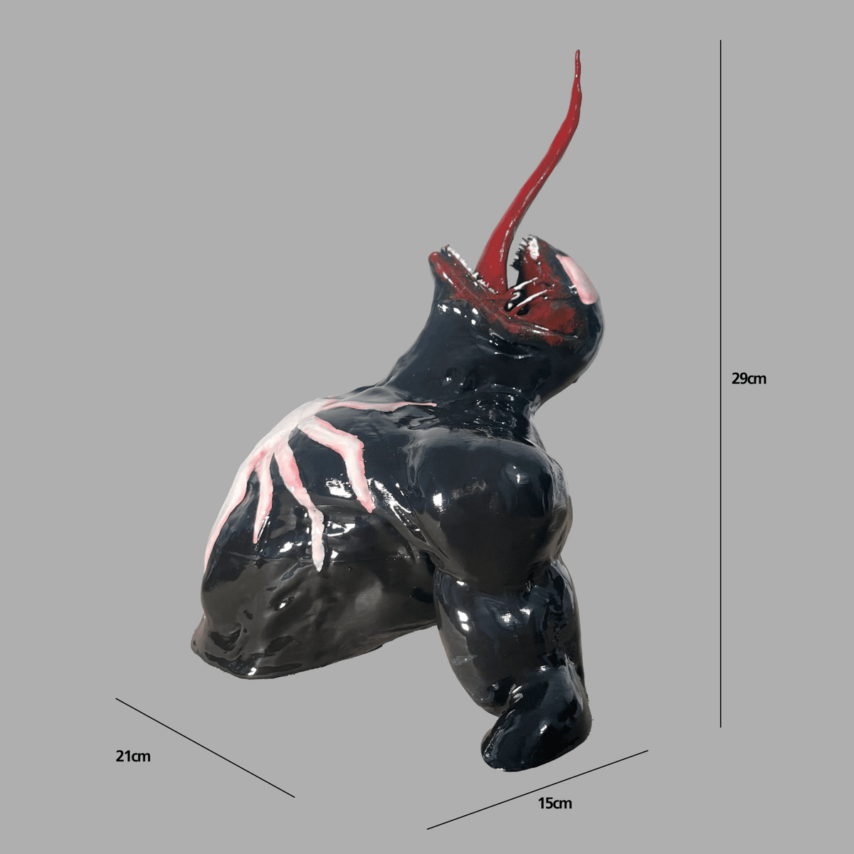 Venom Symbiote Bust Sculpture Black Gloss Red Tongue Marvel | Archadia