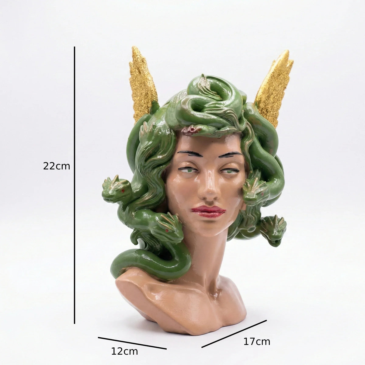 Medusa Gorgon Bust Sculpture Gold Wings Snake Hair Statue | Archadia