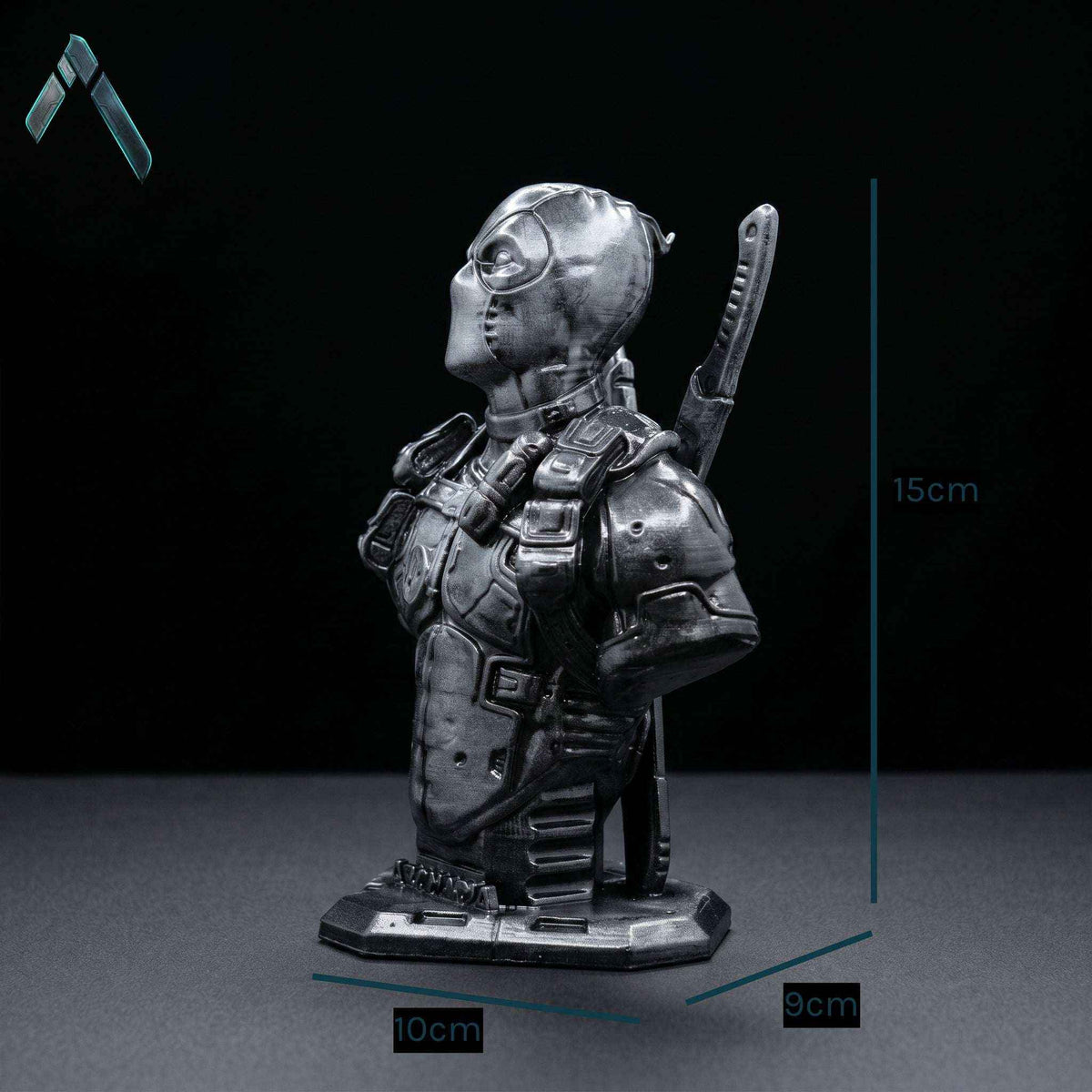 Deadpool Bust Sculpture | Matte Black & Silver Stealth Editions | Marvel Collectible