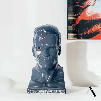 Terminator T-800 Arnold Head Bust Sculpture Slate Blue Gloss | Archadia