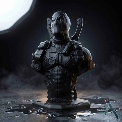 Deadpool Bust Sculpture | Matte Black & Silver Stealth Editions | Marvel Collectible