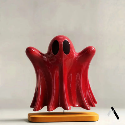 Scarlet Ghost Sculpture Crimson Red Gloss Haunted Pop Art | Archadia