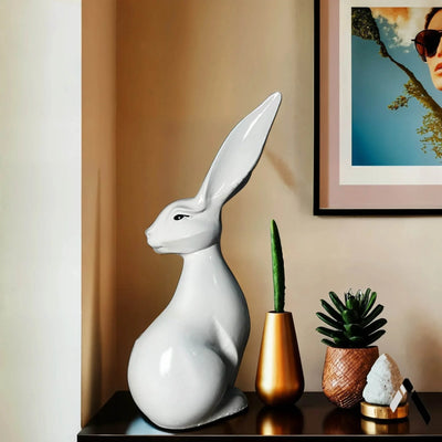 White Rabbit Sculpture Gloss Seated Minimalist Art Collectible | Archadia