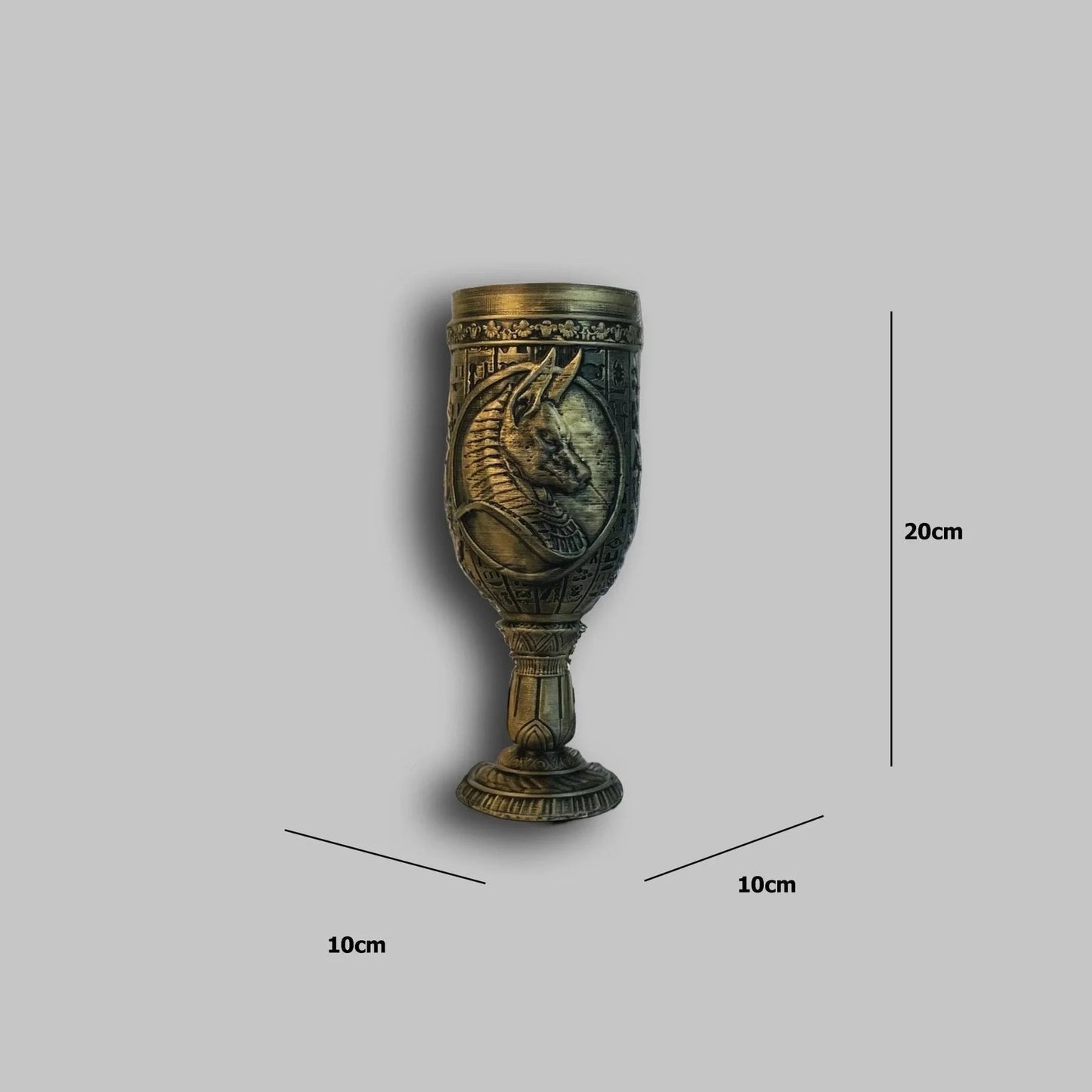 Egyptian Pharaoh Hieroglyph Goblet | Antique Brass Finish | Mythology Collectible