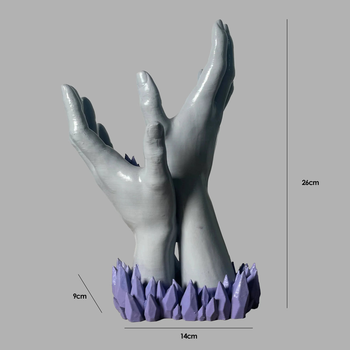 Crystal Hands Sculpture | Periwinkle Blue Gloss | Abstract Statement Collectible