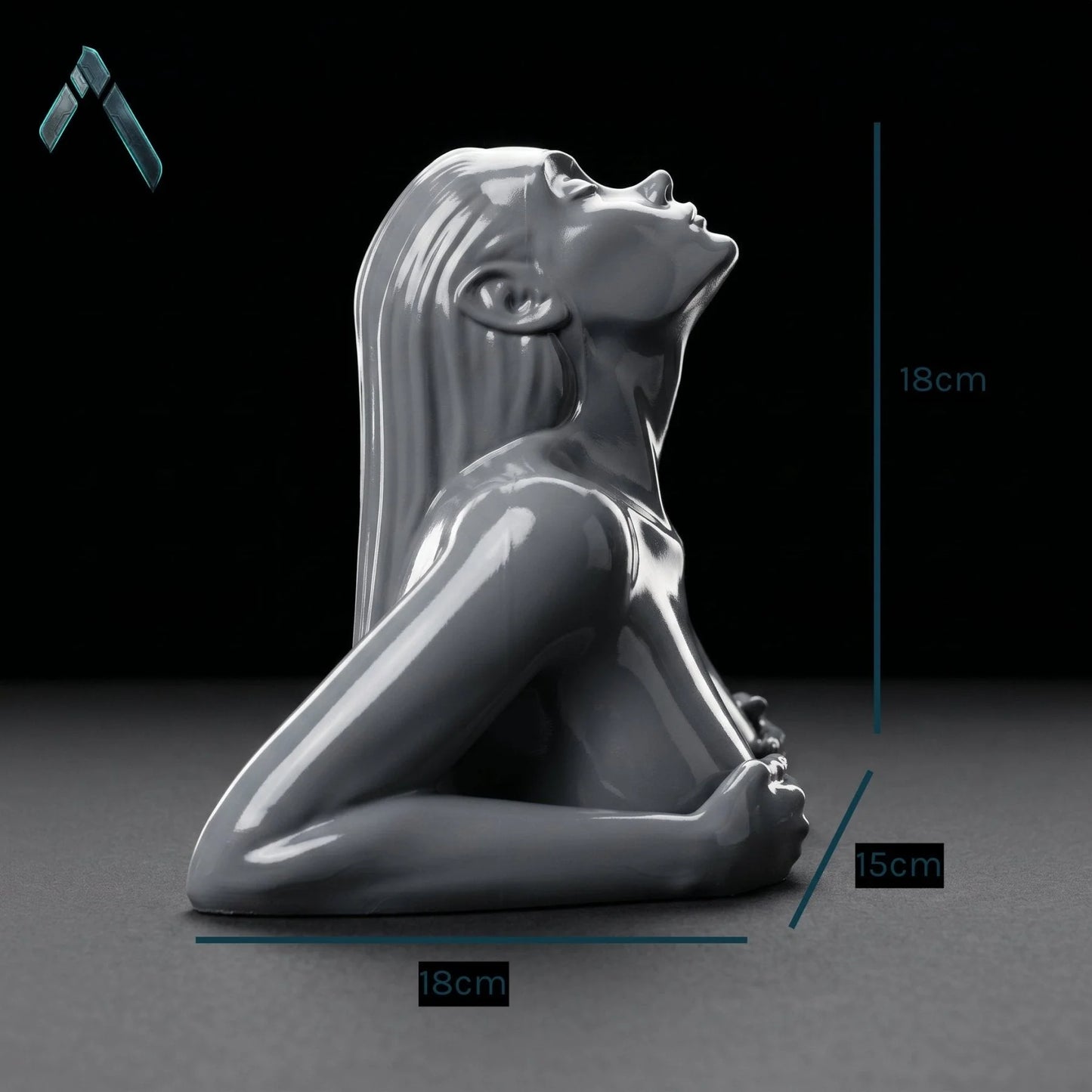 Mermaid Bust Sculpture Grey Modern Abstract Female Statue | Archadia