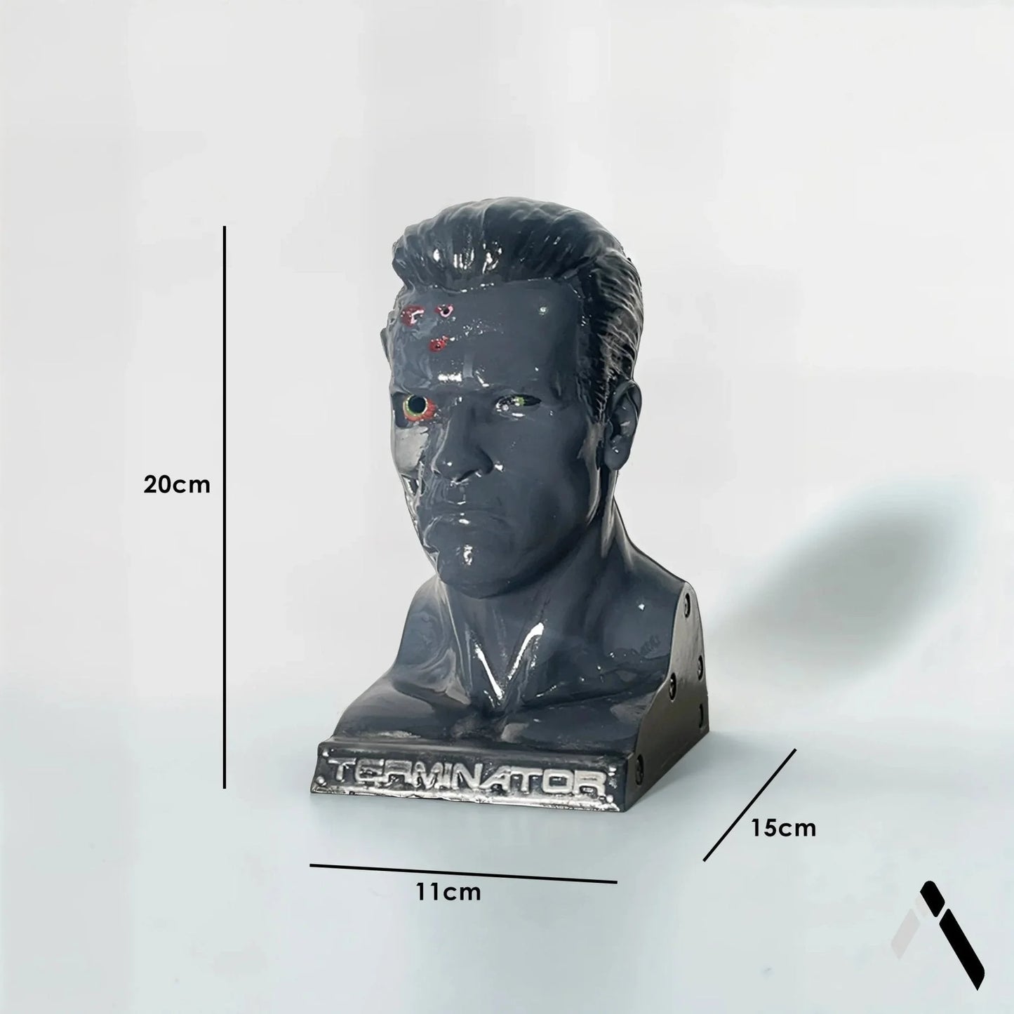 Terminator T-800 Arnold Head Bust Sculpture Slate Blue Gloss | Archadia