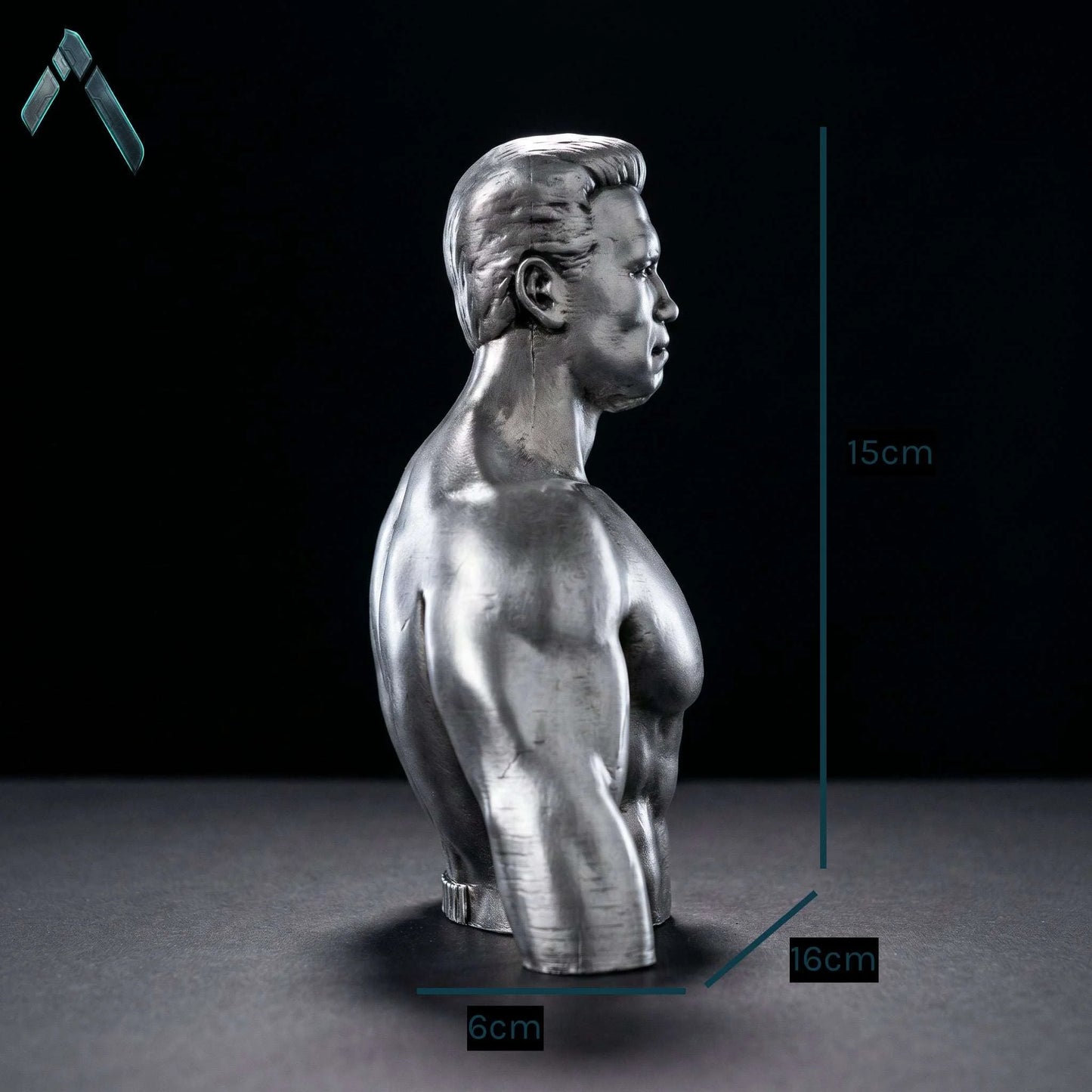 Arnold Bodybuilder Bust | Brushed Steel Metallic Finish | Pop Culture Collectible India