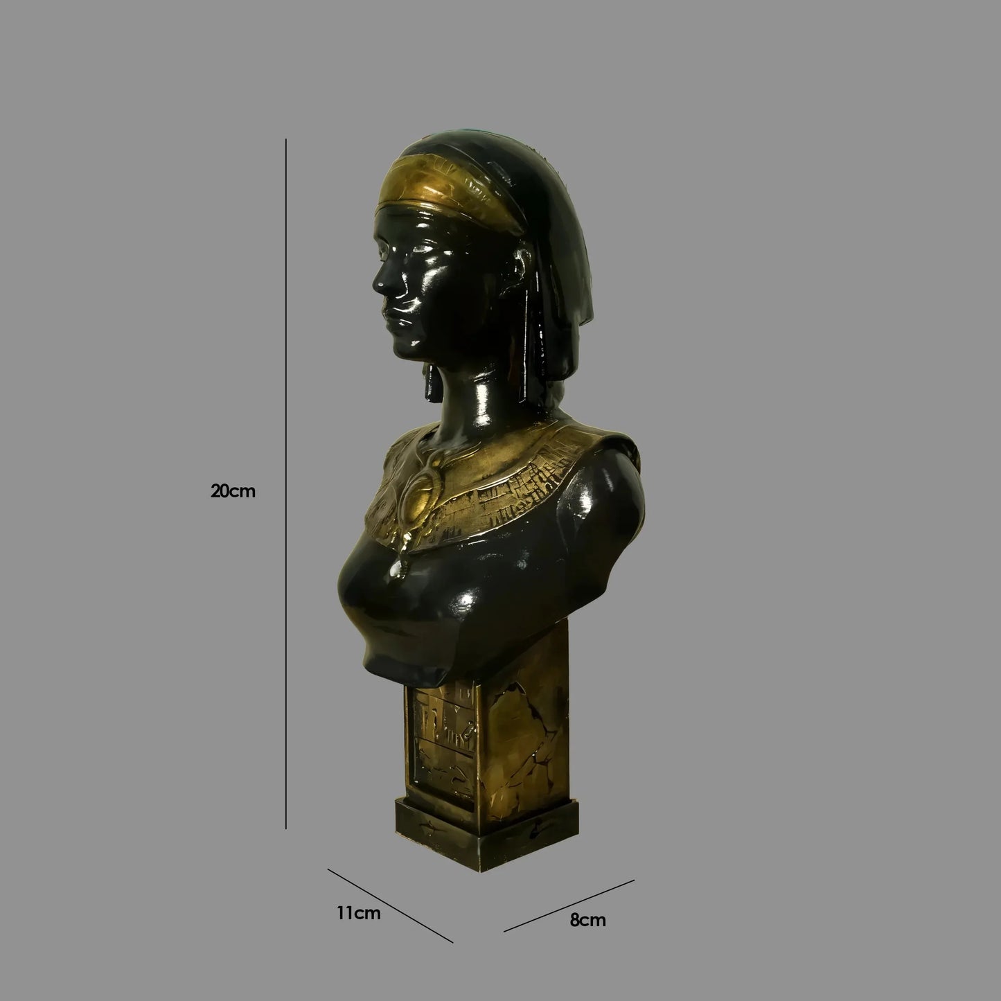 Egyptian Seshat Goddess Bust | Gloss Black & Gold | Mythology Collectible India