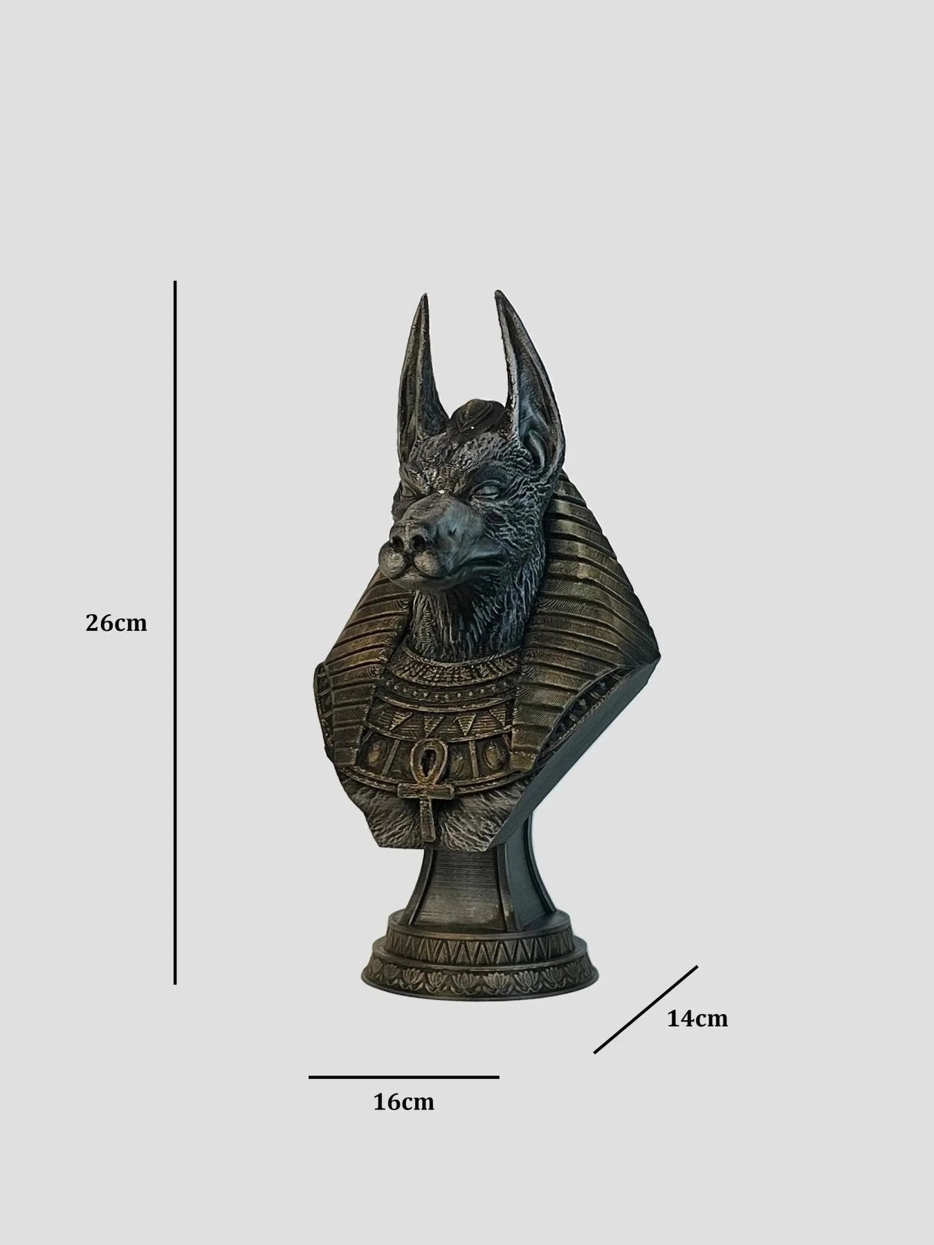 Anubis Bust Sculpture | Dark Bronze Finish | Egyptian God Collectible India