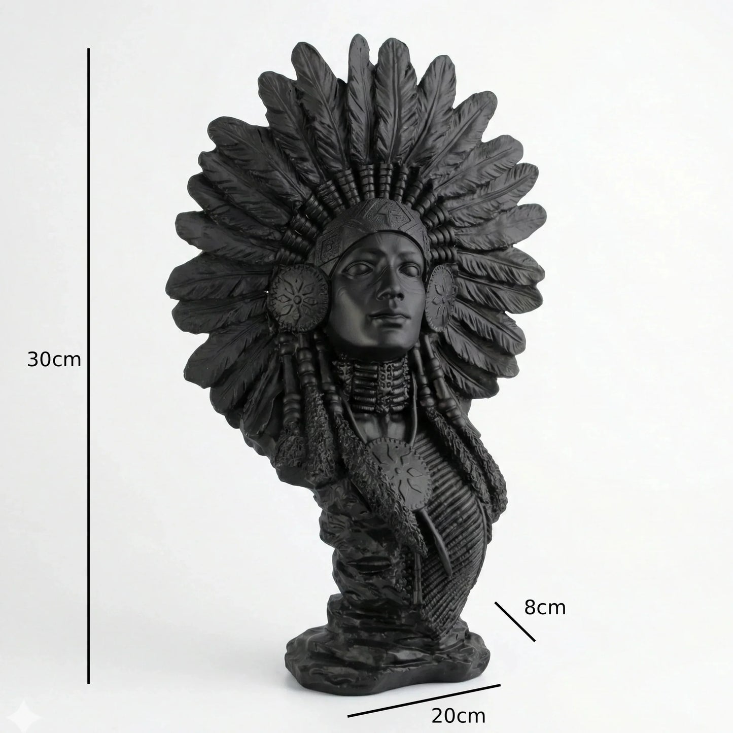 Native American Woman Bust Sculpture War Bonnet Dark Bronze | Archadia