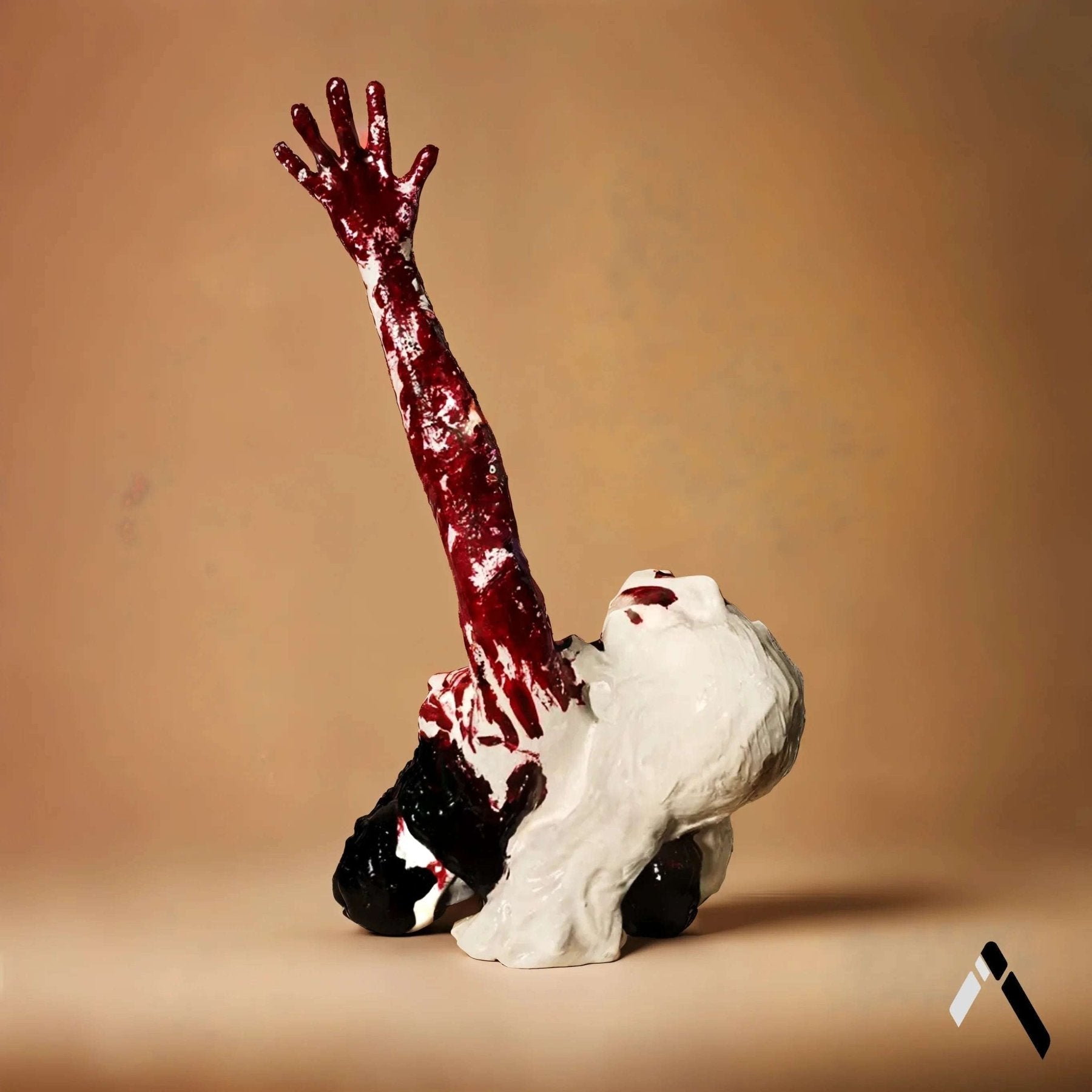 Trapped Girl Abstract Bust Sculpture Red Splatter Expressionist Art | Archadia