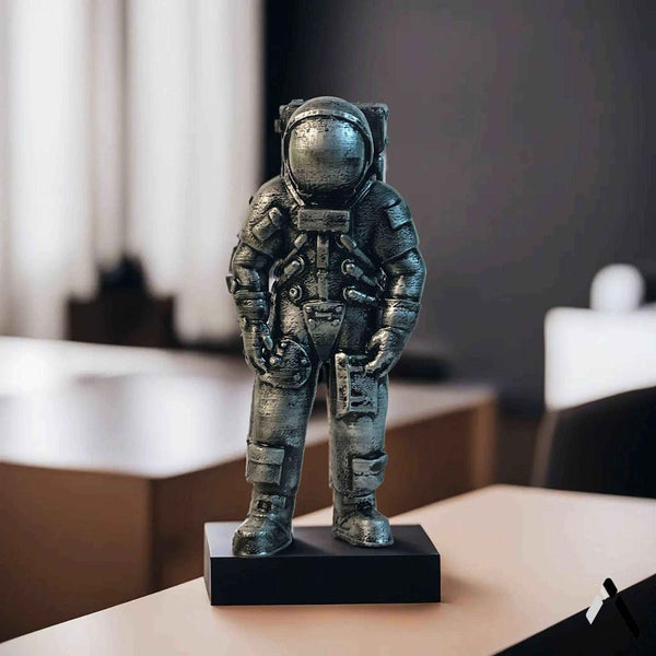 Astronaut Sculpture | Gunmetal Silver Finish | Space Collector's Figurine India