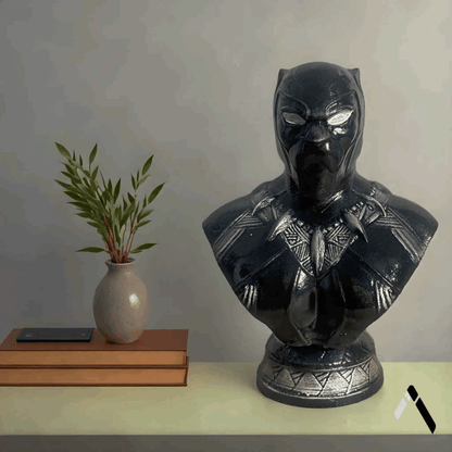 Black Panther Wakandan Bust | Vibranium Black Marvel Collectible | Archadia