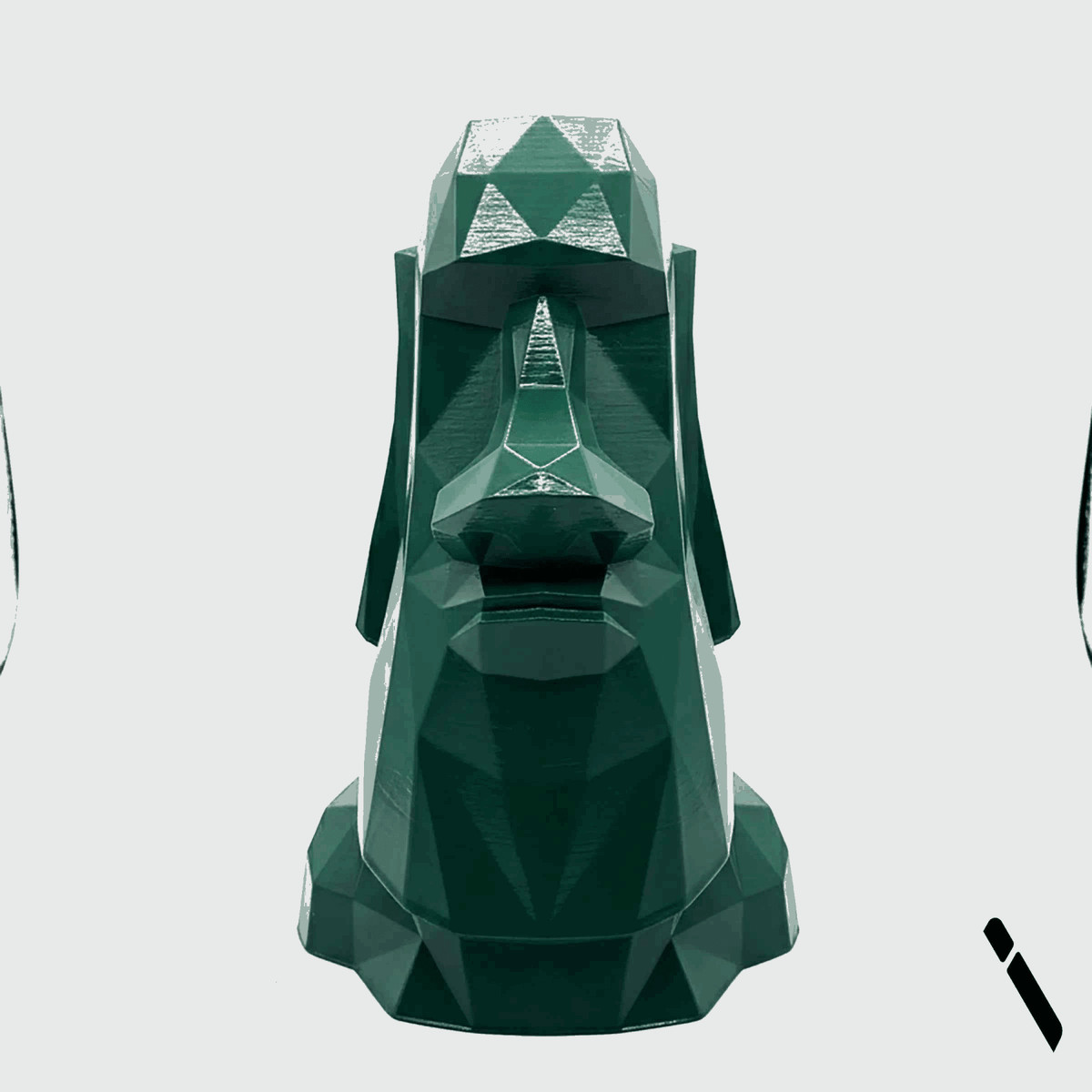 Moai Head Low Poly Geometric Easter Island Statue Green | Archadia