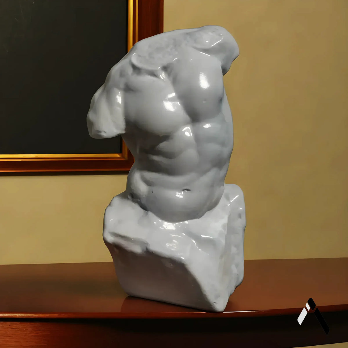 Male Torso Classical Sculpture Gloss White Fine Art — Collectible India | Archadia Decors