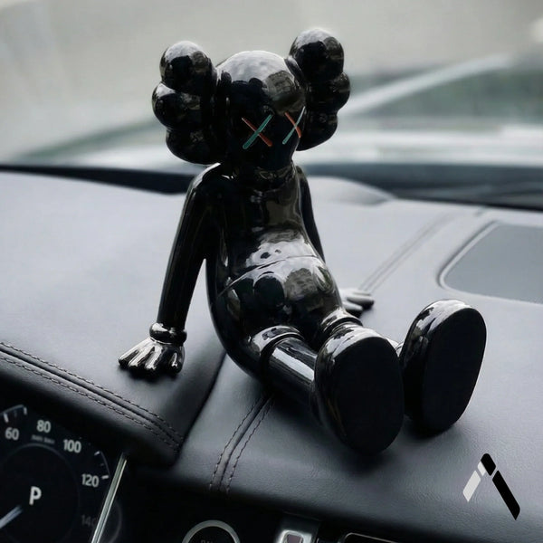 KAWS X Sitting Companion Miniature | Gloss Black Collectible | Archadia
