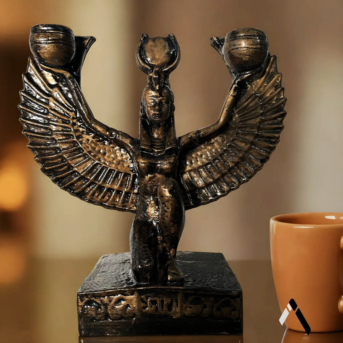 Egyptian Isis Goddess Sculpture Antique Bronze Gold — Mythology Collectible India | Archadia Decors