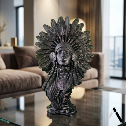 Native American Indian Girl Bust Sculpture