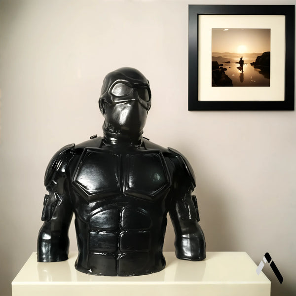 Black Noir The Boys Bust Sculpture Jet Black Glossy Armor — Collectible India | Archadia Decors