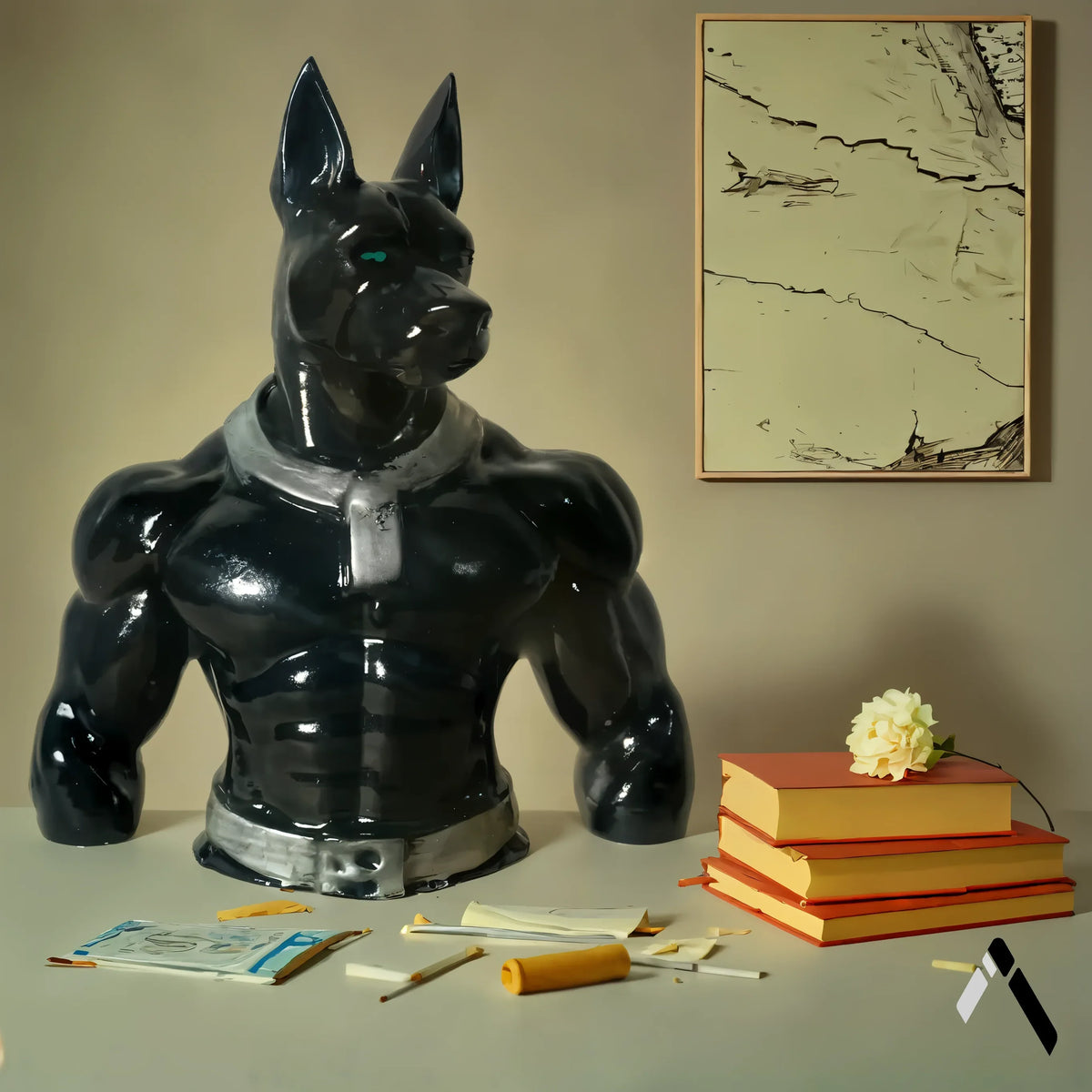 Egyptian Warrior Anubis Dog Bust | Gloss Jet Black | Mythology Collectible India