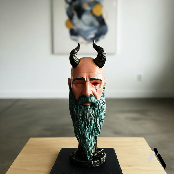 Mimir Head Statue God of War Norse Mythology Horned Bust | Archadia