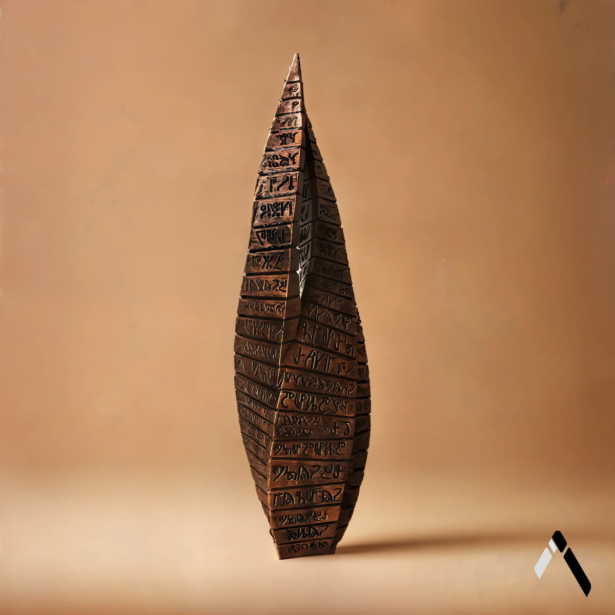 Egyptian Flame Hieroglyph Sculpture | Antique Bronze | Mythology Collectible