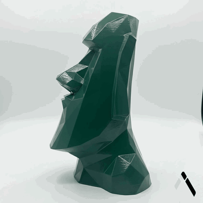 Moai Head Low Poly Geometric Easter Island Statue Green | Archadia