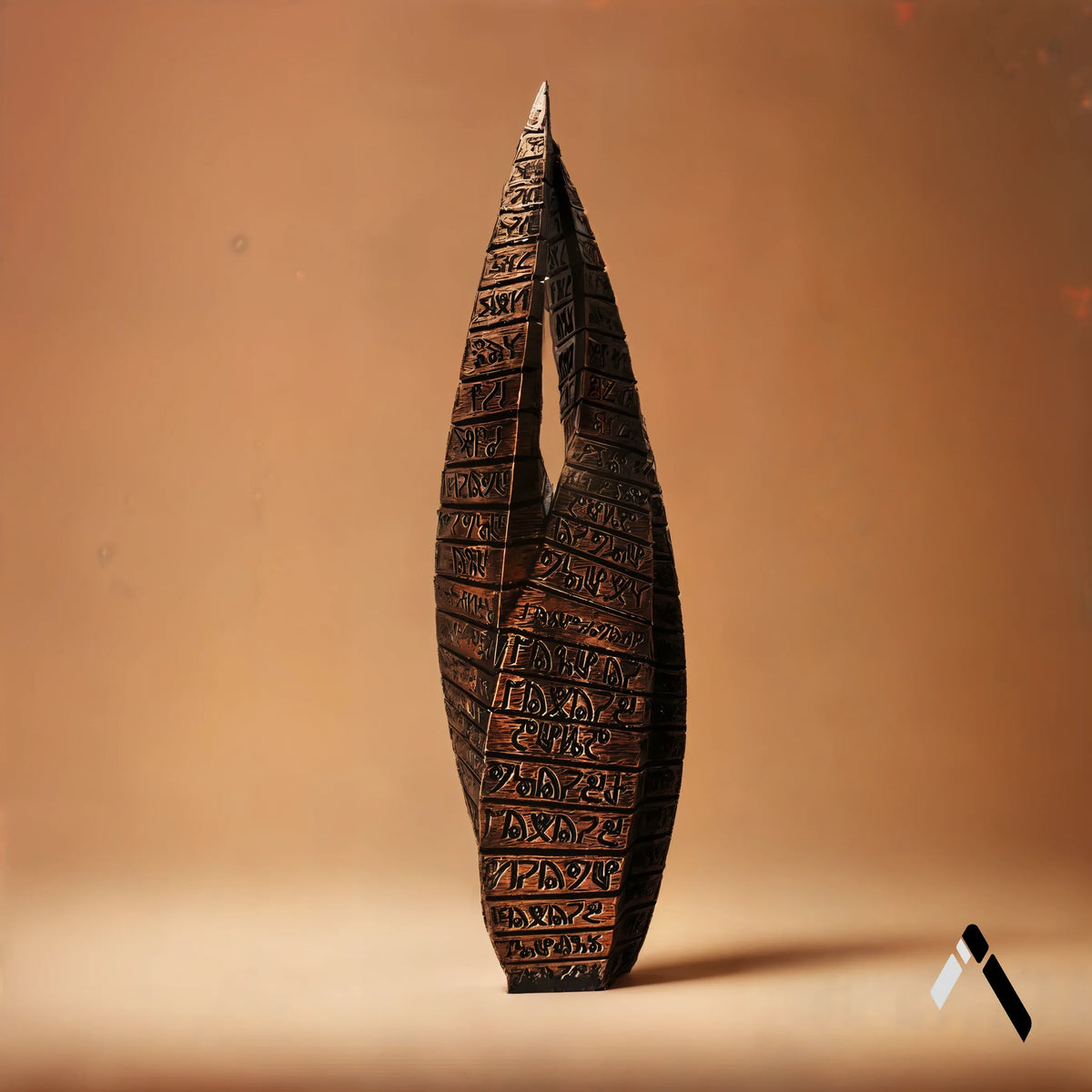 Egyptian Flame Hieroglyph Sculpture | Antique Bronze | Mythology Collectible