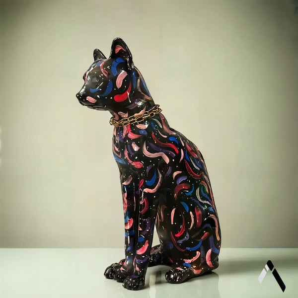Egyptian Cat New Era Sculpture | Hand-Painted Swirl | Bastet Collectible
