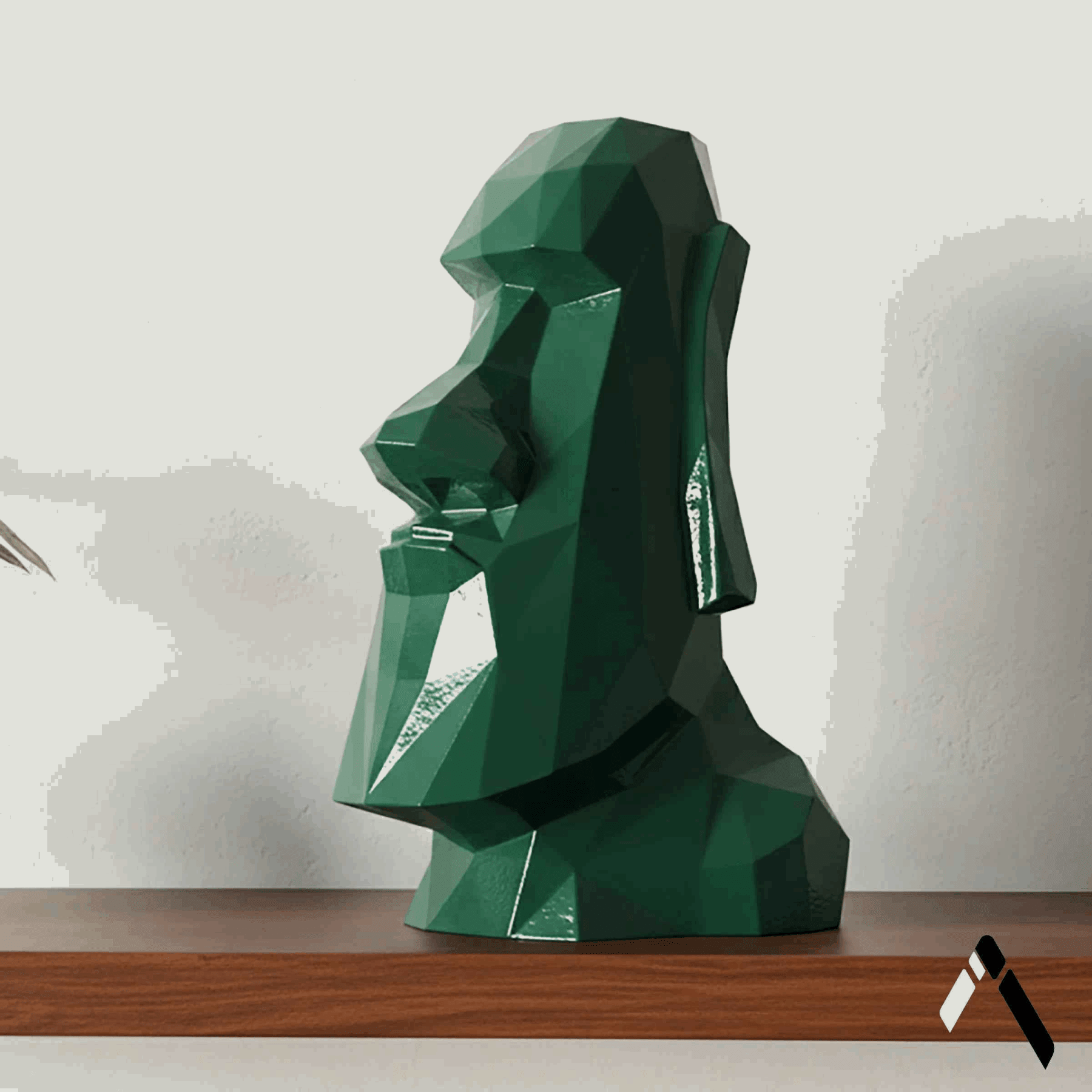 Moai Head Low Poly Geometric Easter Island Statue Green | Archadia