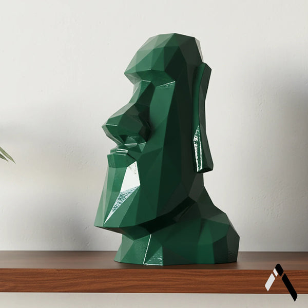 Moai Head Low Poly Geometric Easter Island Statue Green | Archadia