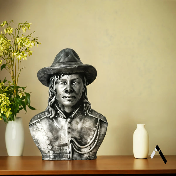 Michael Jackson Bust Sculpture Iconic Fedora Silver Finish | Archadia