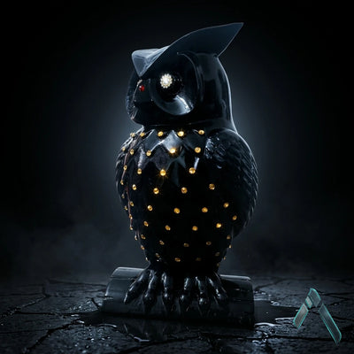 Black Owl Sculpture | Gold Crystal Studded | Dark Luxury Pop Culture Collectible India
