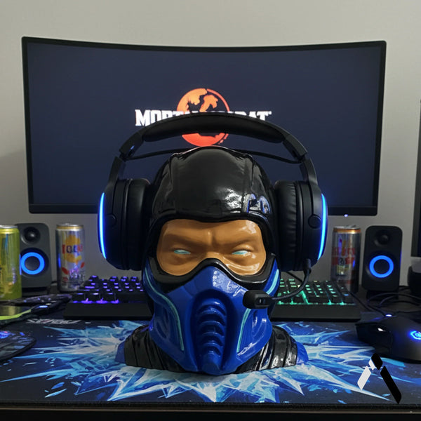 Sub-Zero Headphone Stand Mortal Kombat Ninja Bust Gaming | Archadia