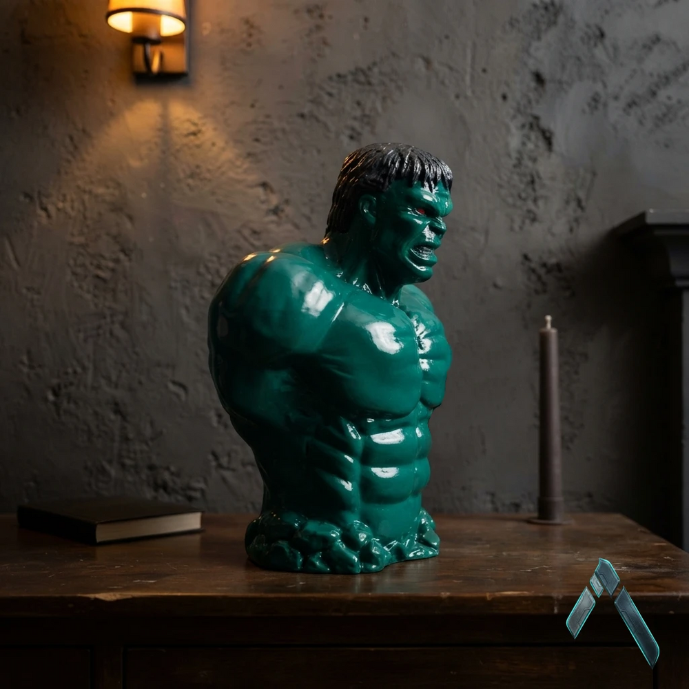 Hulk Classic Bust | Glossy Green Marvel Collector Sculpture | Archadia