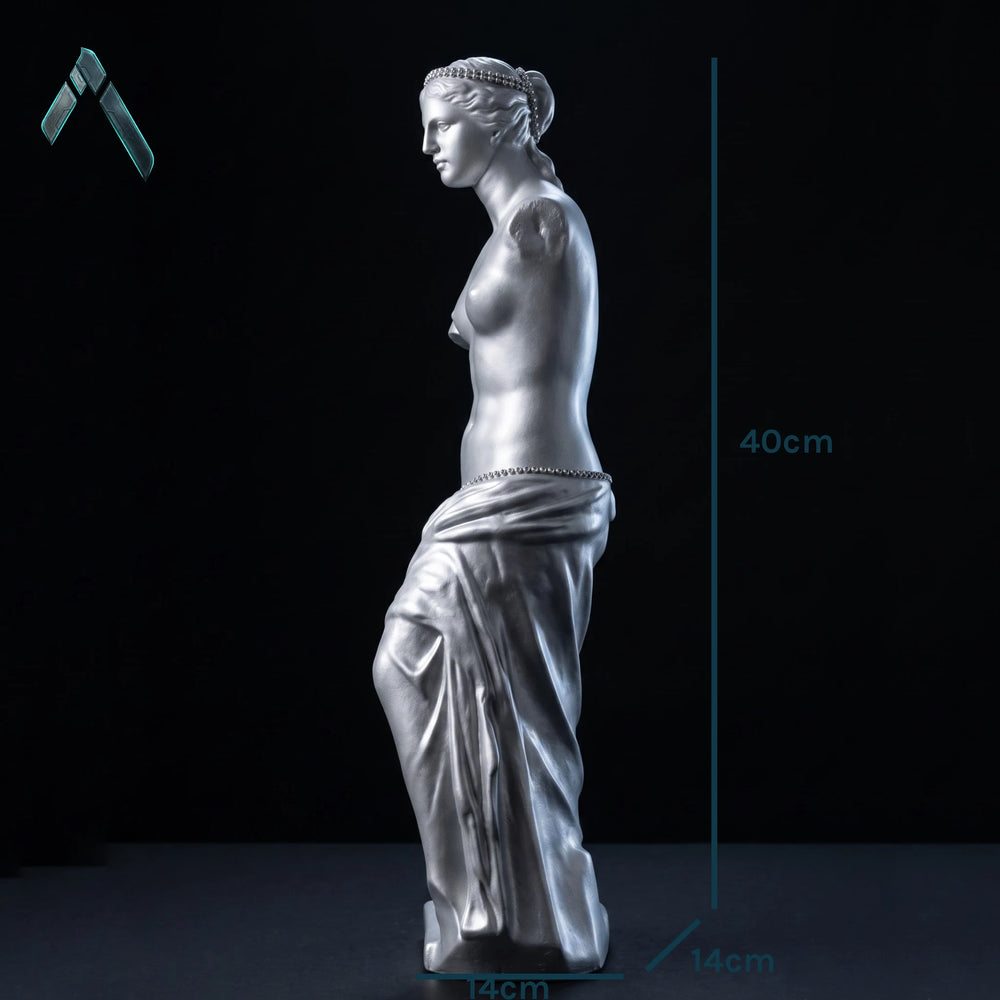 Venus de Milo Sculpture | Metallic Silver Finish | Classical Art Collectible India