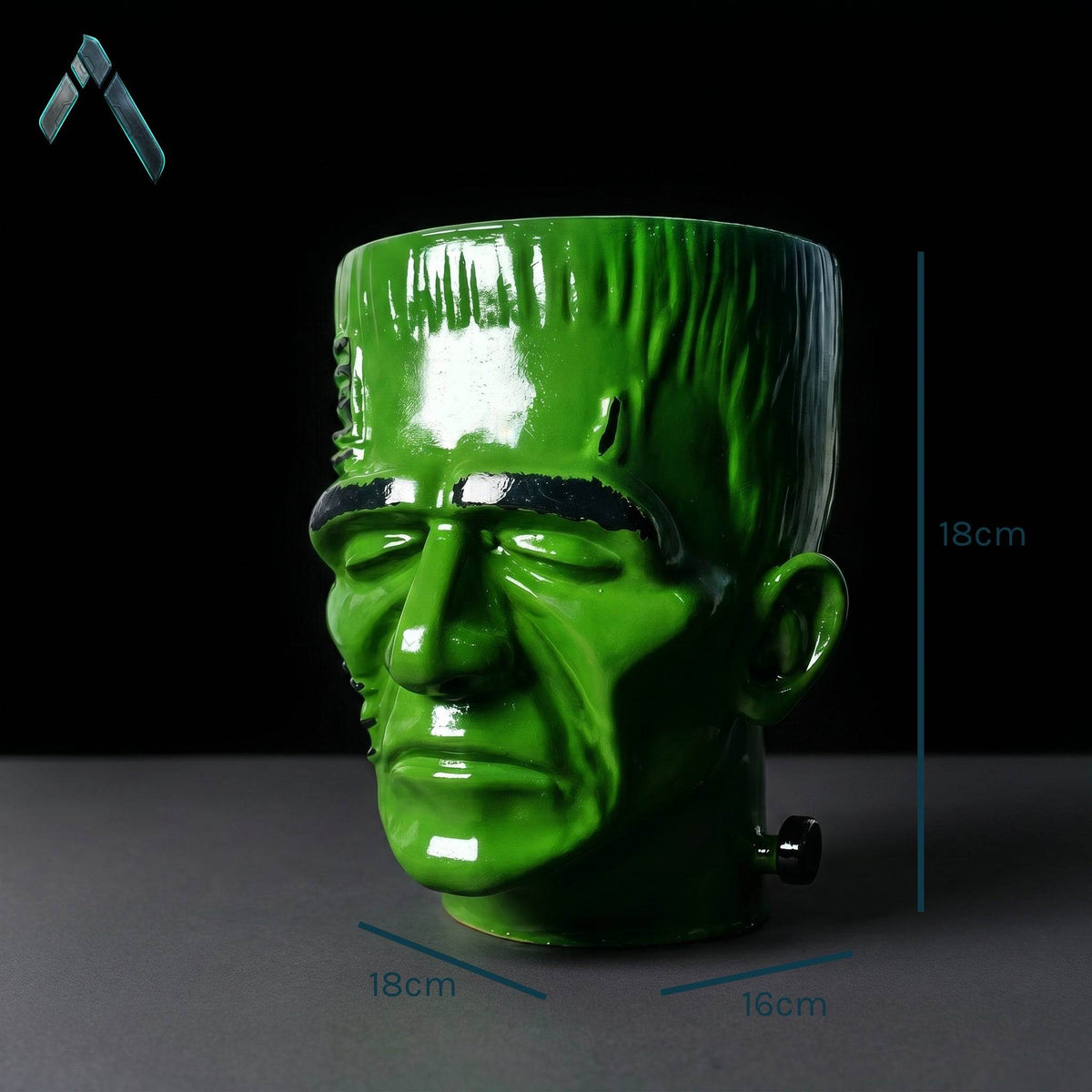 Frankenstein Headphone Stand | Gloss Green Horror Sculpture | Gaming Desk Collectible