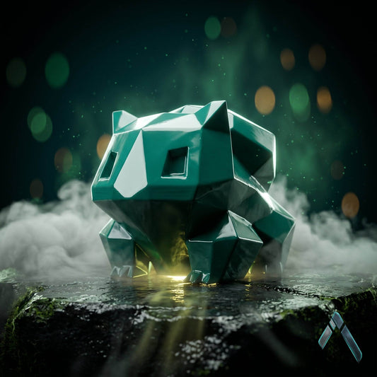 Bulbasaur Low-Poly Sculpture | Glossy Teal Finish | Pokemon Collectible India