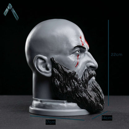 Kratos Head Sculpture with Headphone Stand | Matte Resin | God of War Collectible