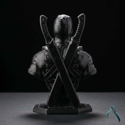 Deadpool Bust Sculpture | Matte Black & Silver Stealth Editions | Marvel Collectible