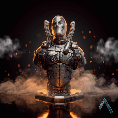 Deadpool Bust Sculpture | Matte Black & Silver Stealth Editions | Marvel Collectible