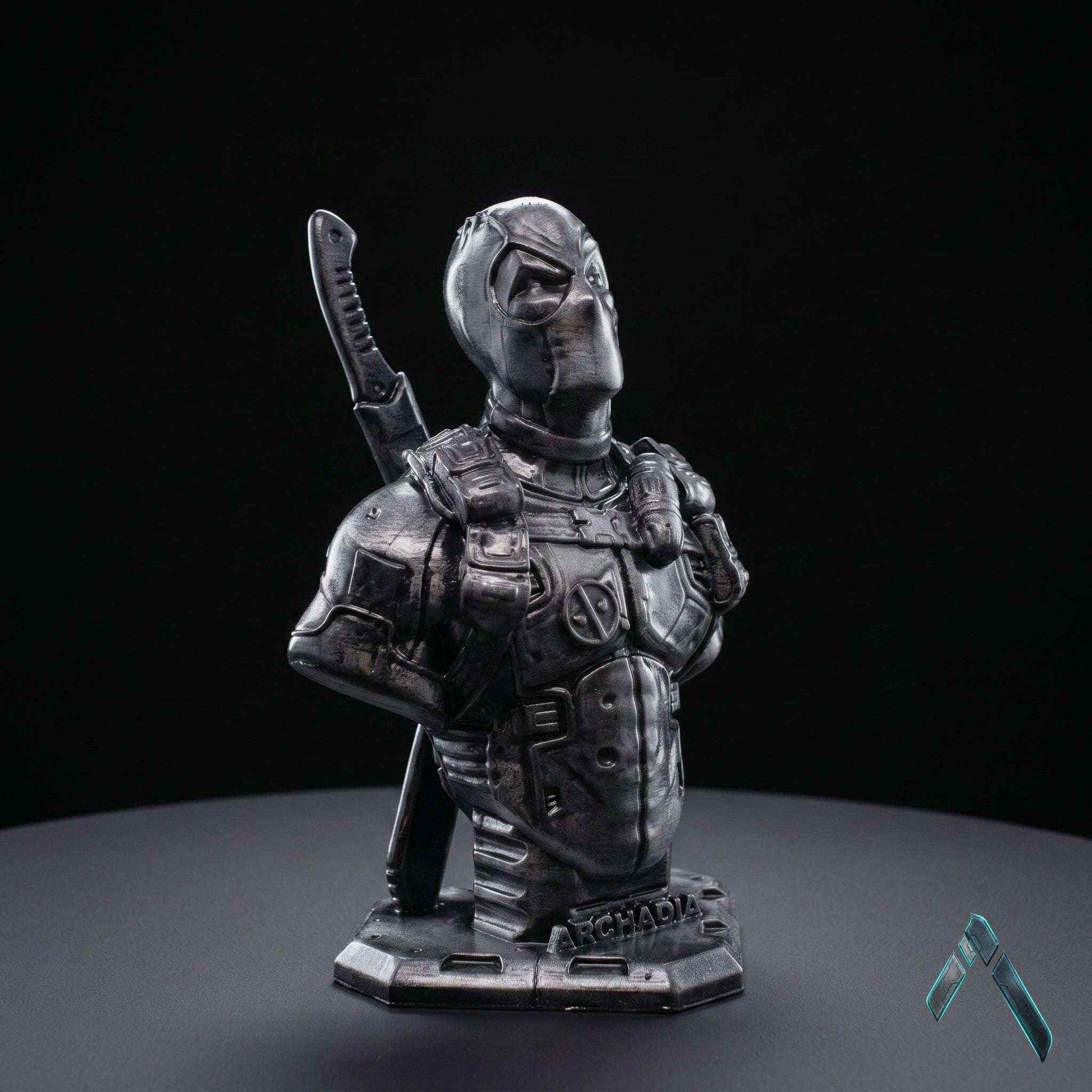 Deadpool Bust Sculpture | Matte Black & Silver Stealth Editions | Marvel Collectible