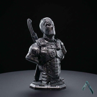 Deadpool Bust Sculpture | Matte Black & Silver Stealth Editions | Marvel Collectible