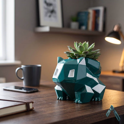 Bulbasaur Low-Poly Sculpture | Glossy Teal Finish | Pokemon Collectible India