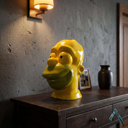 Homer Simpson Head Sculpture Yellow Gloss Pop Art Collectible | Archadia
