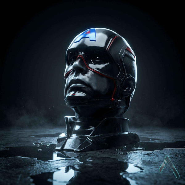 Captain America Helmet Head Bust | Matte Resin Marvel Collectible | Archadia