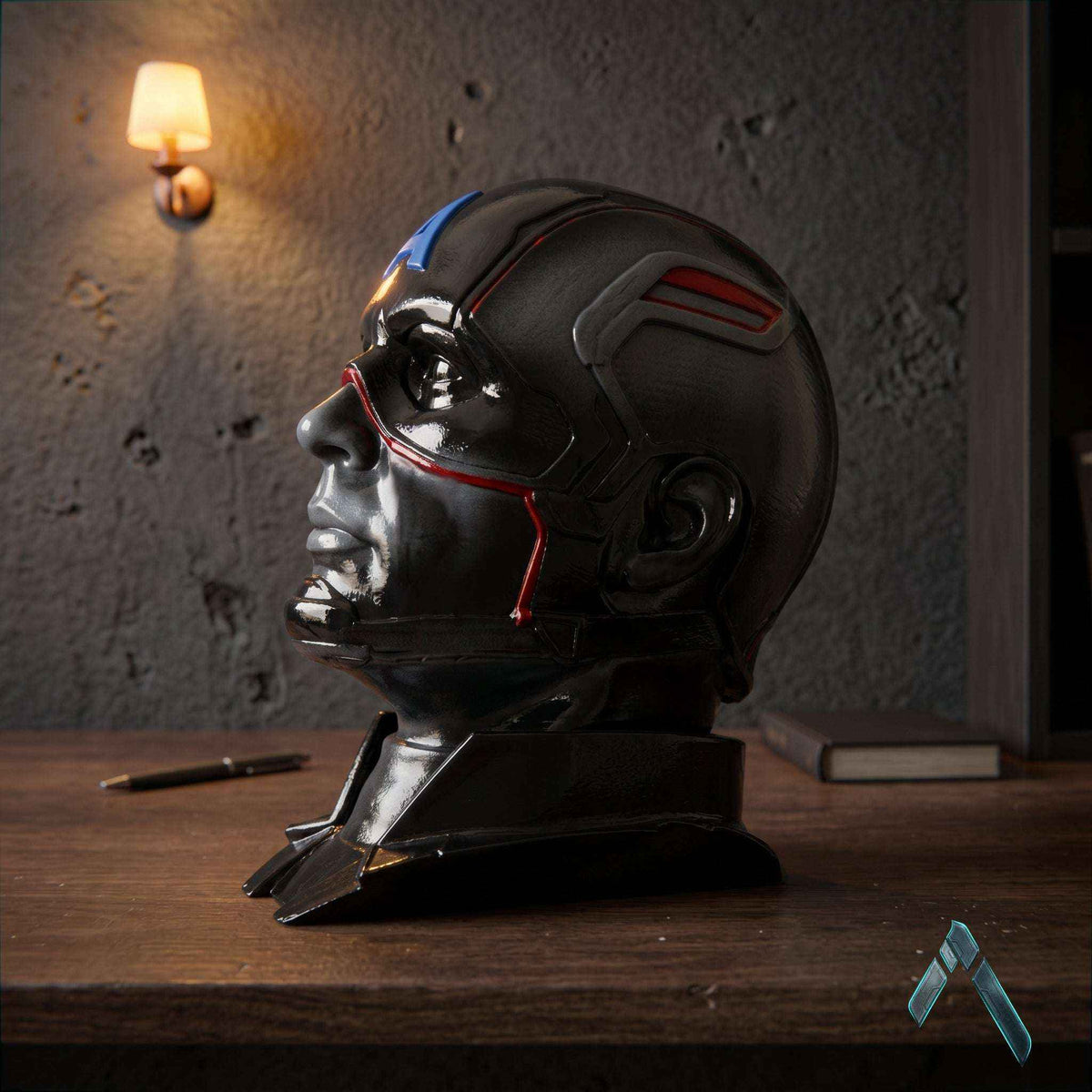 Captain America Helmet Head Bust | Matte Resin Marvel Collectible | Archadia