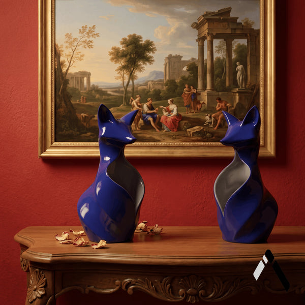 Abstract Fox Sculpture | Royal Blue Gloss Finish | Modern Statement Collectible