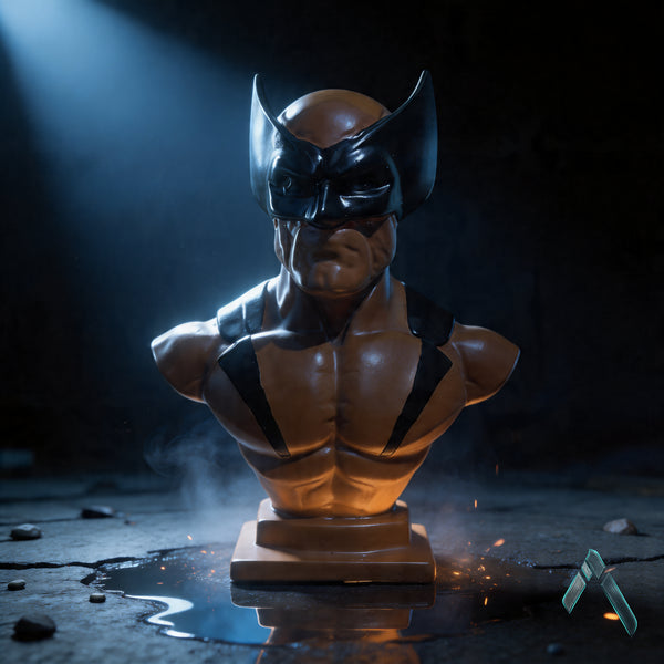 Wolverine Bust Sculpture | Glossy Yellow & Black | Marvel X-Men Collectible